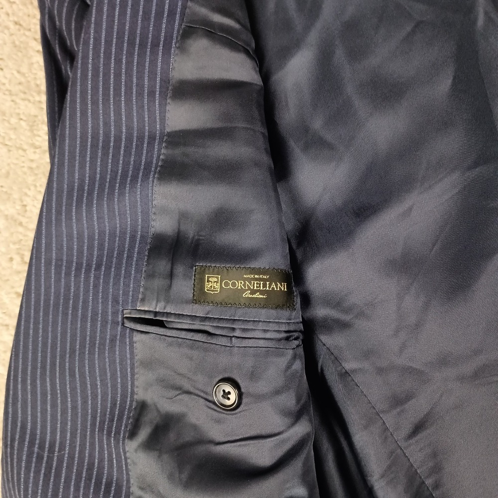CORNELIANI Mantua Suit Super 130's 42R 36W Virgin Wool Navy Blue Pinstripe - Picture 8 of 16